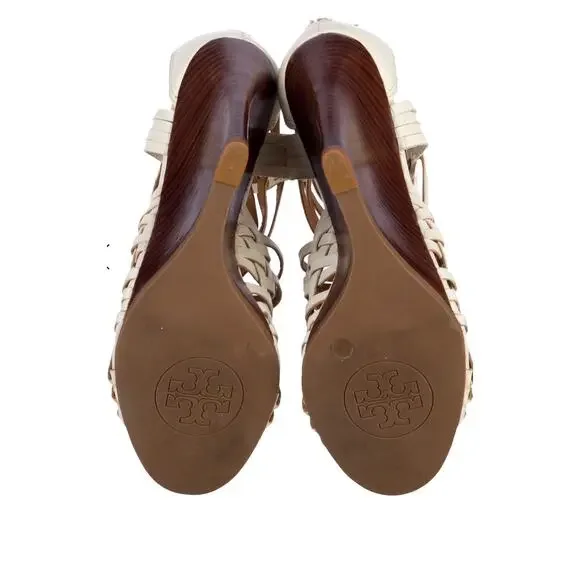 Tory Burch Leather Strappy Sandals White Size9.5 - Picture 5 of 5